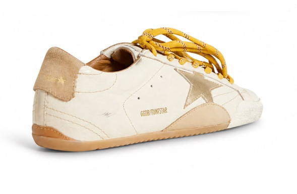 Женские кеды Golden Goose True-Star in White Nappa Leather With Gold Star and Beige Suede Heel Tab
