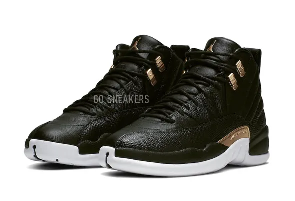 Унисекс кроссовки Nike Air Jordan 12 Retro Black Metallic Gold White