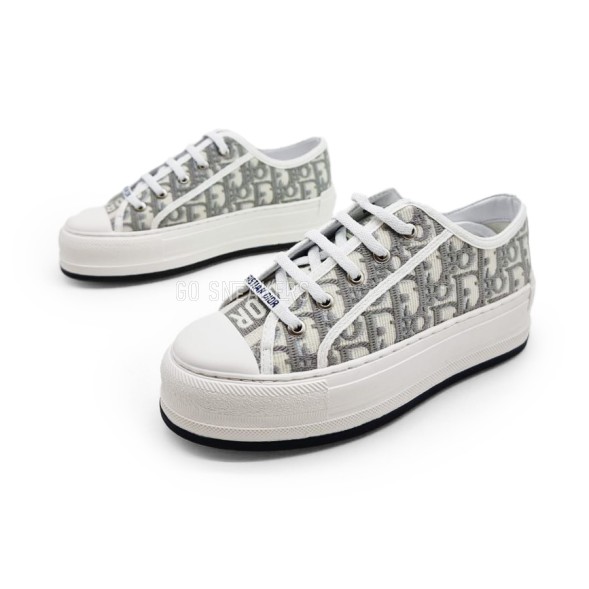Женские кроссовки Dior Woman White Grey Platform