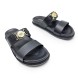 Мужские шлепки Versace Flip-flops Leather Black/Gold Logo