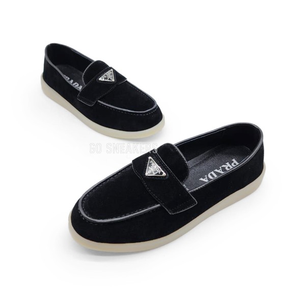 Женские кроссовки Prada Mocassins Suede Black