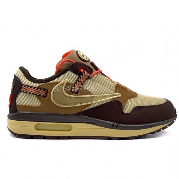 Мужские кроссовки Travis Scott x Nike Air Max 1 - Baroque Brown/Lemon Drop-Wheat-Chile Red