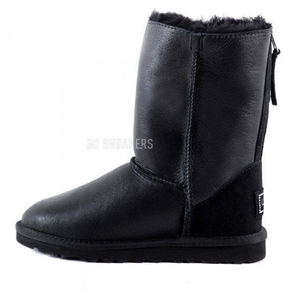 Женские короткие угги на молнии Short Zip Metallic Black