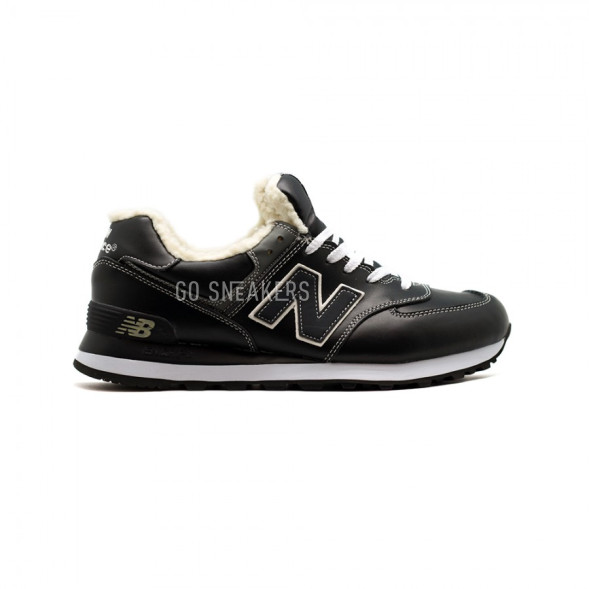 Мужские зимние кроссовки New Balance 574 Leather Black
