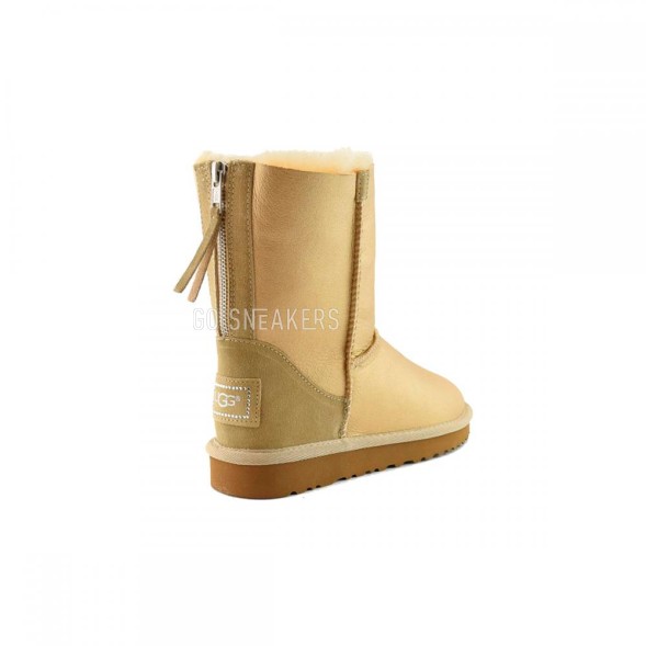 Женские короткие угги на молнии Short Zip Metallic Soft Gold