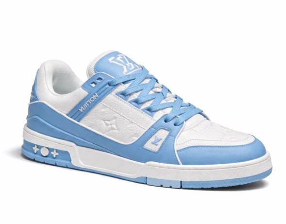 Женские кроссовки Louis Vuitton Trainer Maxi Skateboard Shoes Low-Top White/Blue