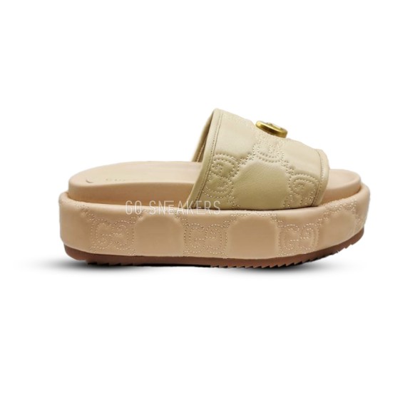Женские шлепки Gucci Flip-flops Platform Double G Beige