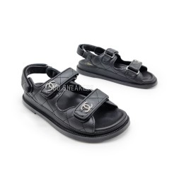 Chanel Sandals Leaher Black